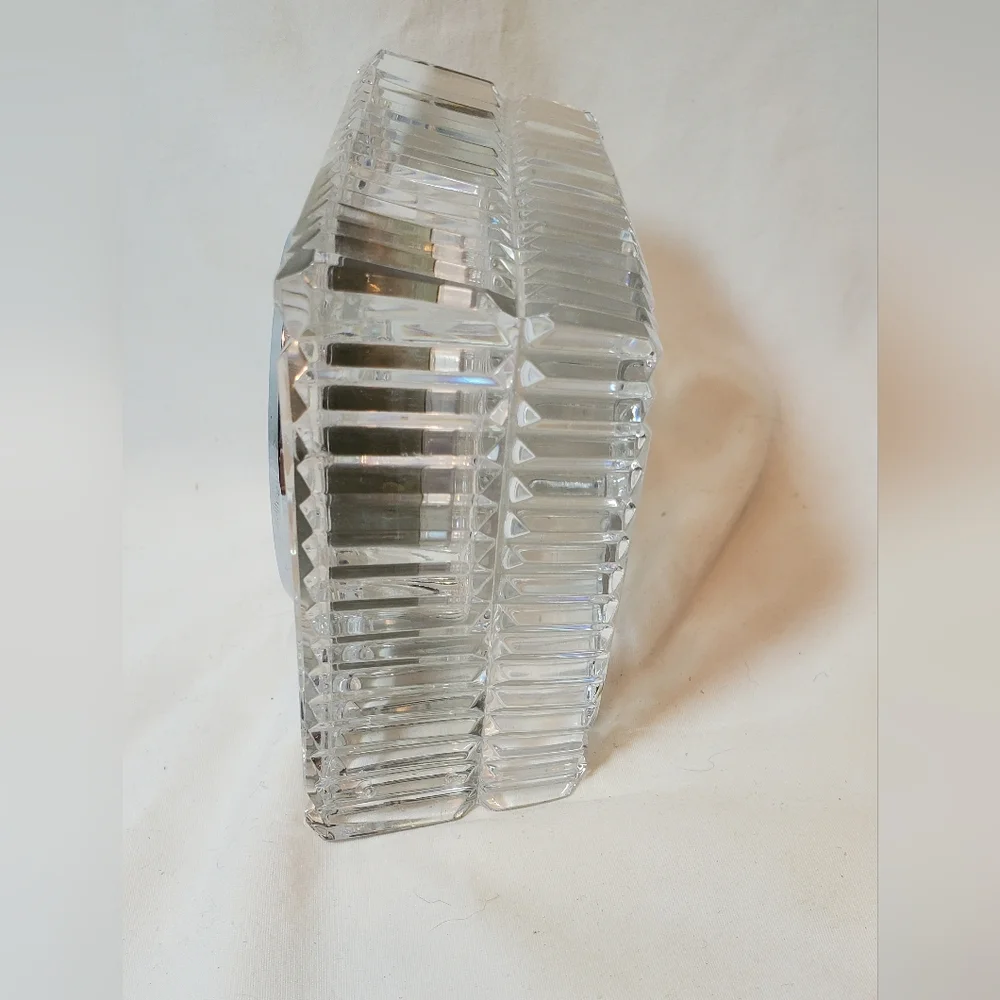 Waterford Crystal Desk Clock - Elegant White and Silver Design Mantle Shelf EUC